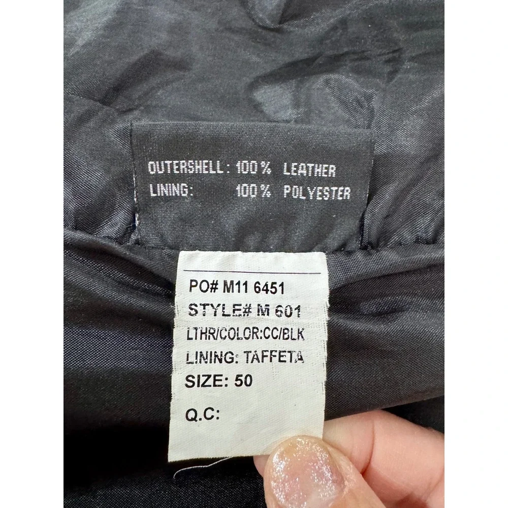FMC First Manufacturing Co Mens Black Leather Biker Vest Size 50 M 601 Western